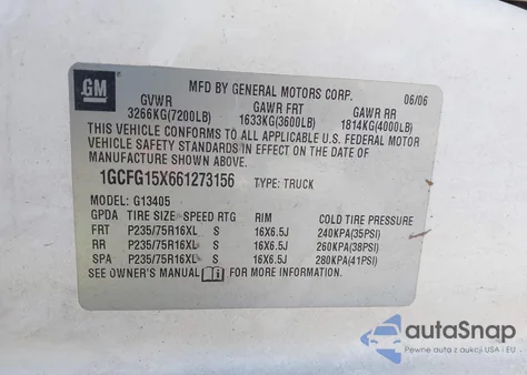 2006 Chevrolet Express Work Van z USA, uszkodzony, nr VIN 1GCFG15X661273156